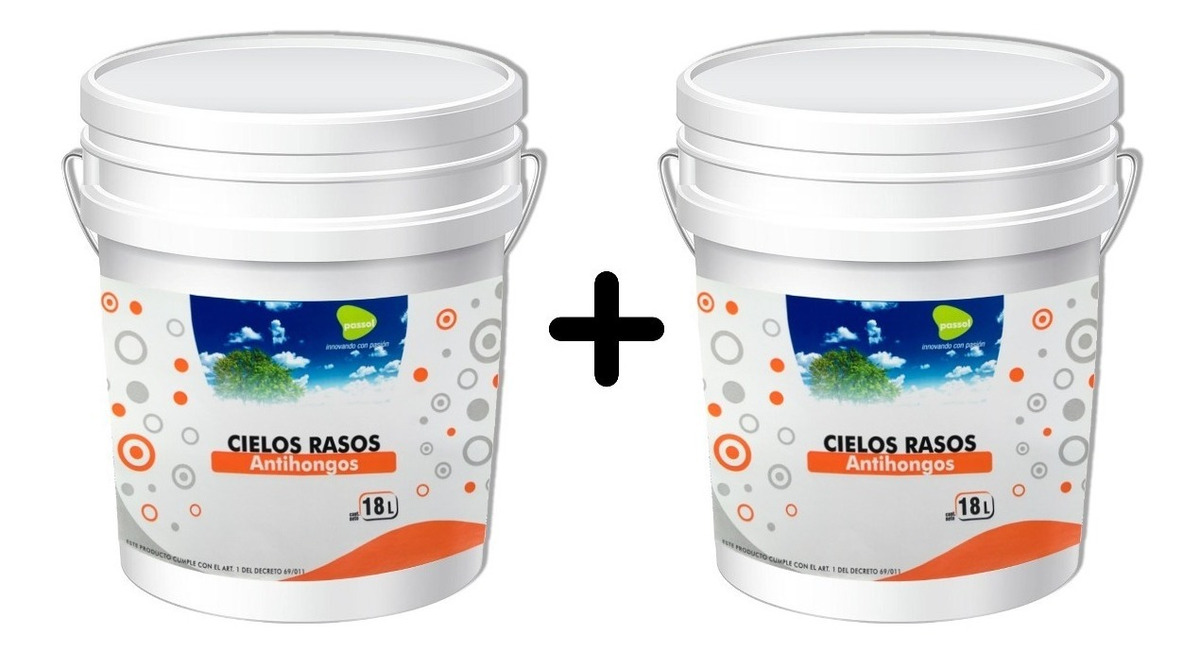 Pintura Cielos Rasos Antihongo Passol 18lts + 18lts Blanco - Imagen 2