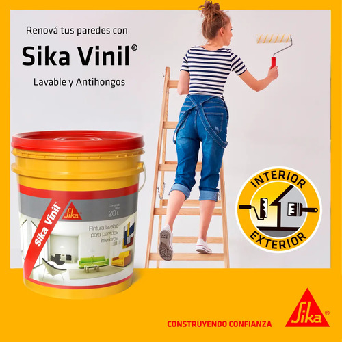Pintura Latex Interior Super Lavable 4lts Sika Vinil Blanca - Imagen 3