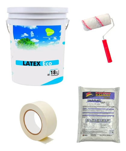 Pintura Latex Int Passol 18lt + Rodillo + Cinta + 5k Enduido