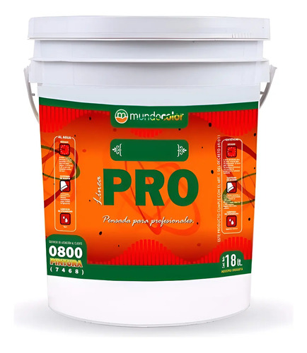 Pintura Látex Lavable Interior/exterior Mundo Pro 18lts