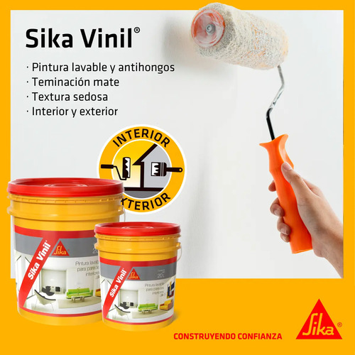 Pintura Latex Interior Super Lavable 4lts Sika Vinil Blanca - Imagen 2