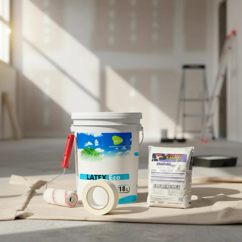 Pintura Latex Int Passol 18lt + Rodillo + Cinta + 5k Enduido - Imagen 2
