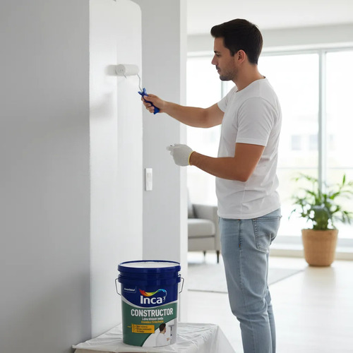 Pintura Para Interiores Blanco Constructor Inca 4 Litros. - Imagen 3