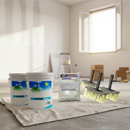 Pintura Latex Int Passol 3x18lt + 3 Brochas + 5kg Enduido - Imagen 2